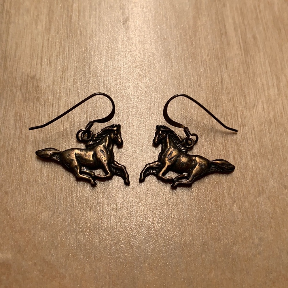 Vintage 90s Tiny Horse/Equine Dangle Earrings